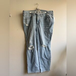 Madewell Light Wash Distressed Straight-Leg Jeans